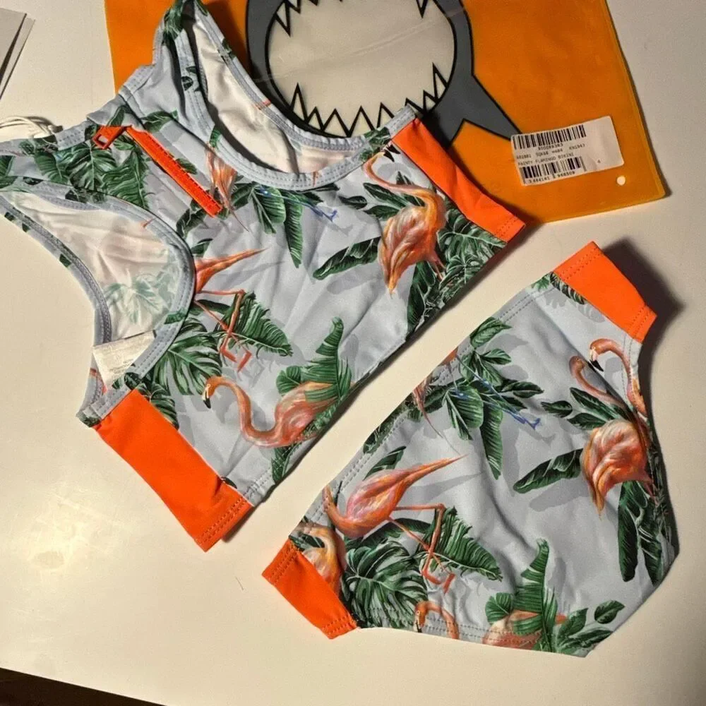 Stella McCartney Kids' two-piece flamingo print swimsuit  Size 4